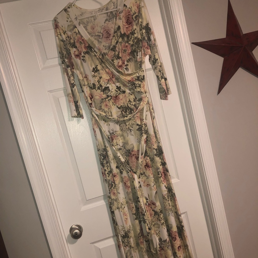 Pink blush long maternity dress